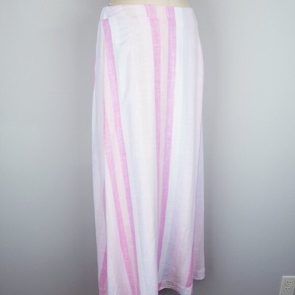 Splendid Pink Sunset Striped Linen A Line Maxi Skirt Ladies Size Medium - Picture 6 of 9